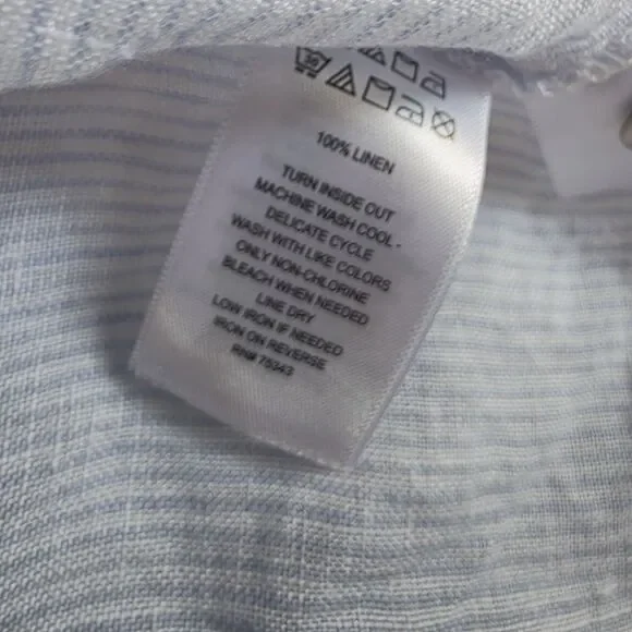 Sigrid Olsen Stripe Linen Coastal Button Up Shirt Size 2X Minimalist - Picture 8 of 11